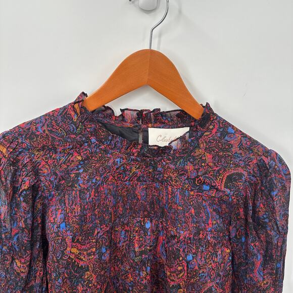 CLEOBELLA NWT Evereve Ines Bell Sleeve Ruffle Hem Blouse // M - Picture 5 of 15